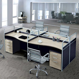 Custom Office Furniture Partitions With Storage Cabinet , 4 Person Workstation Desk